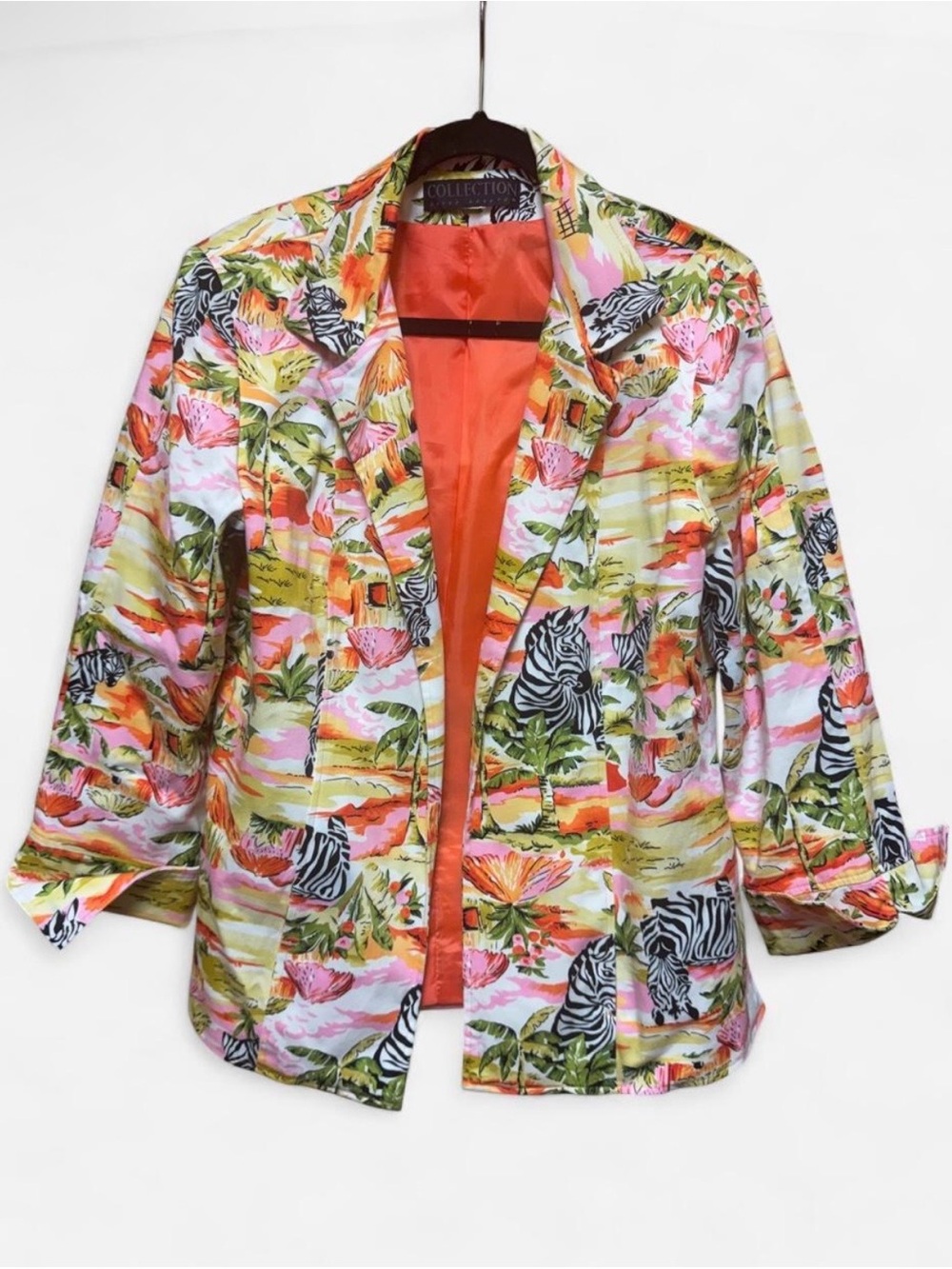 Vintage Hervé Bernard Safari Print Blazer with Zebras